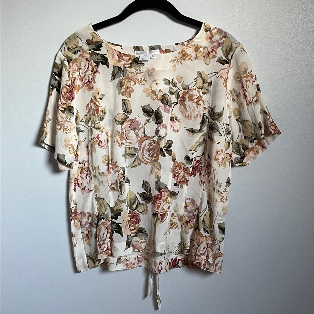 Vintage Floral Silk Top Annie Alexander NWT 90’s vintage natural fiber tie waist